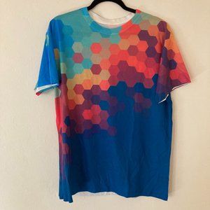 Men's Large cool multicolor hexagon shirt